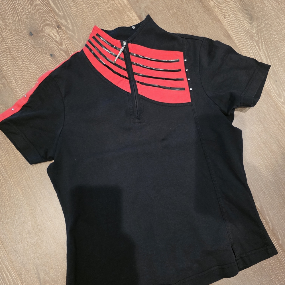 Jamie Sadock Black and Red Womens Golf Polo Zip Collar XS